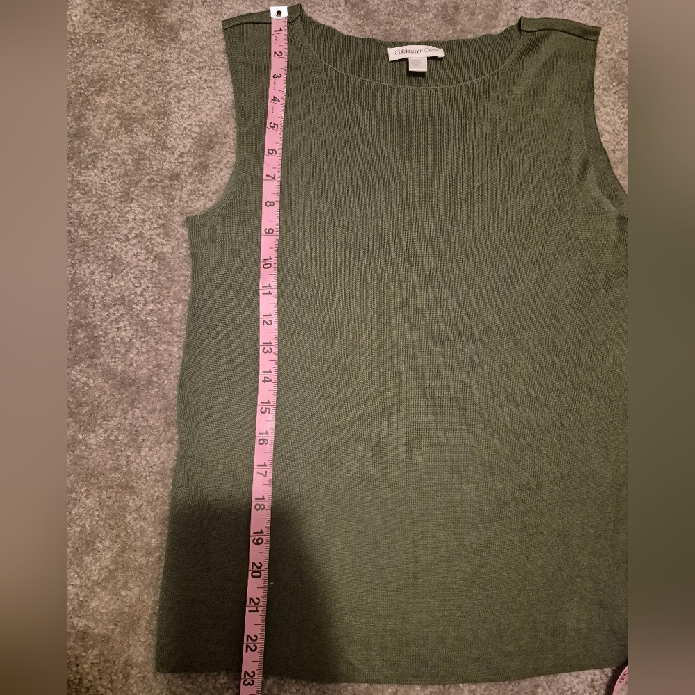 Euc Coldwater Creek Silk Blend Olive Green Sleeve… - image 8